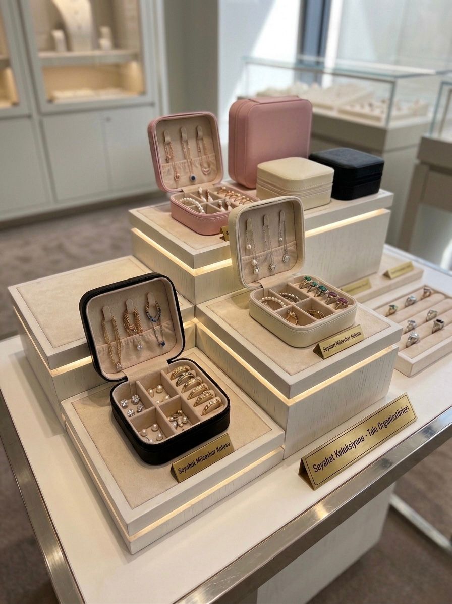 Taşınabilir Deri Takı ve Mücevher Çantası - Seyahat Koleksiyonu