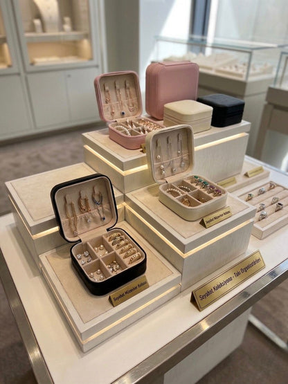 Taşınabilir Deri Takı ve Mücevher Çantası - Seyahat Koleksiyonu